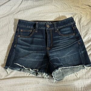 American Eagle hi-rise shortie dark wash jean shorts, worn a handful of times